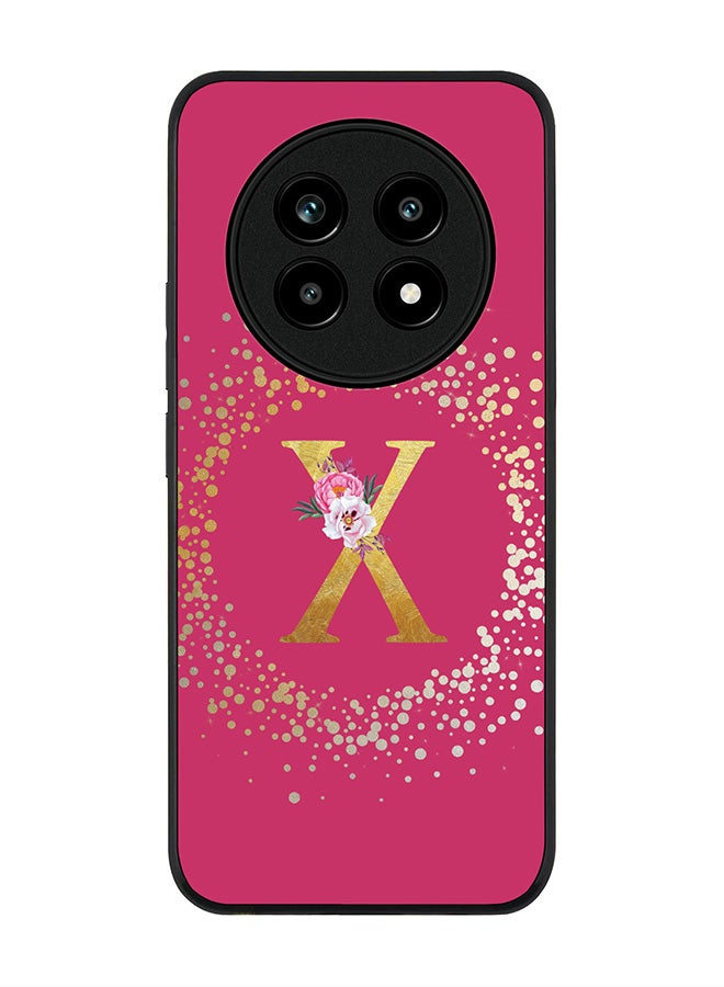 For Realme 13 Pro / 13 Pro+ Case,Slim fit Camera Protection, Shockproof Thin Phone cover  - Custom Monogram Floral - X ( Deep Pink )